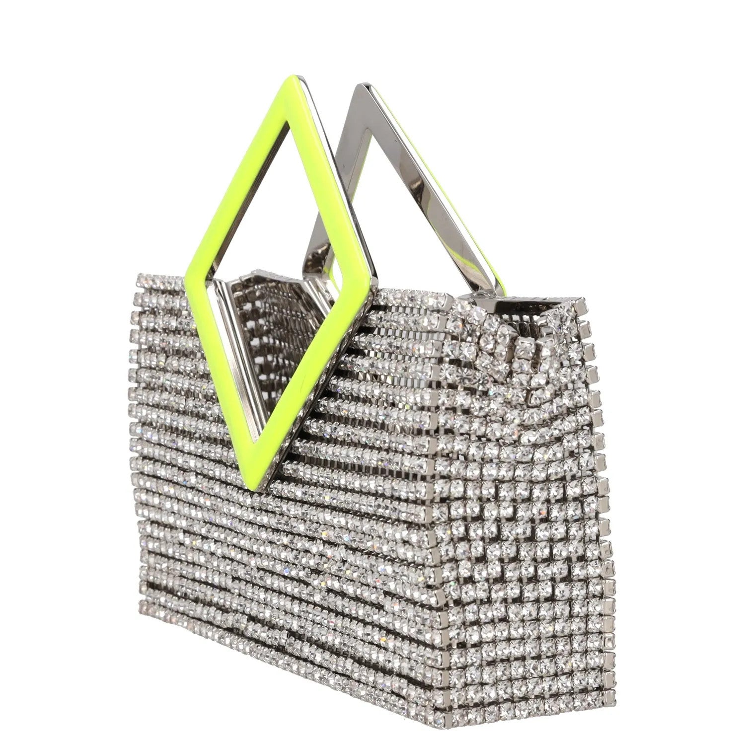 L'ALINGI Womens Clutch Handbag Silver Yellow Metal Rhinestones S RRP 700 — View 2