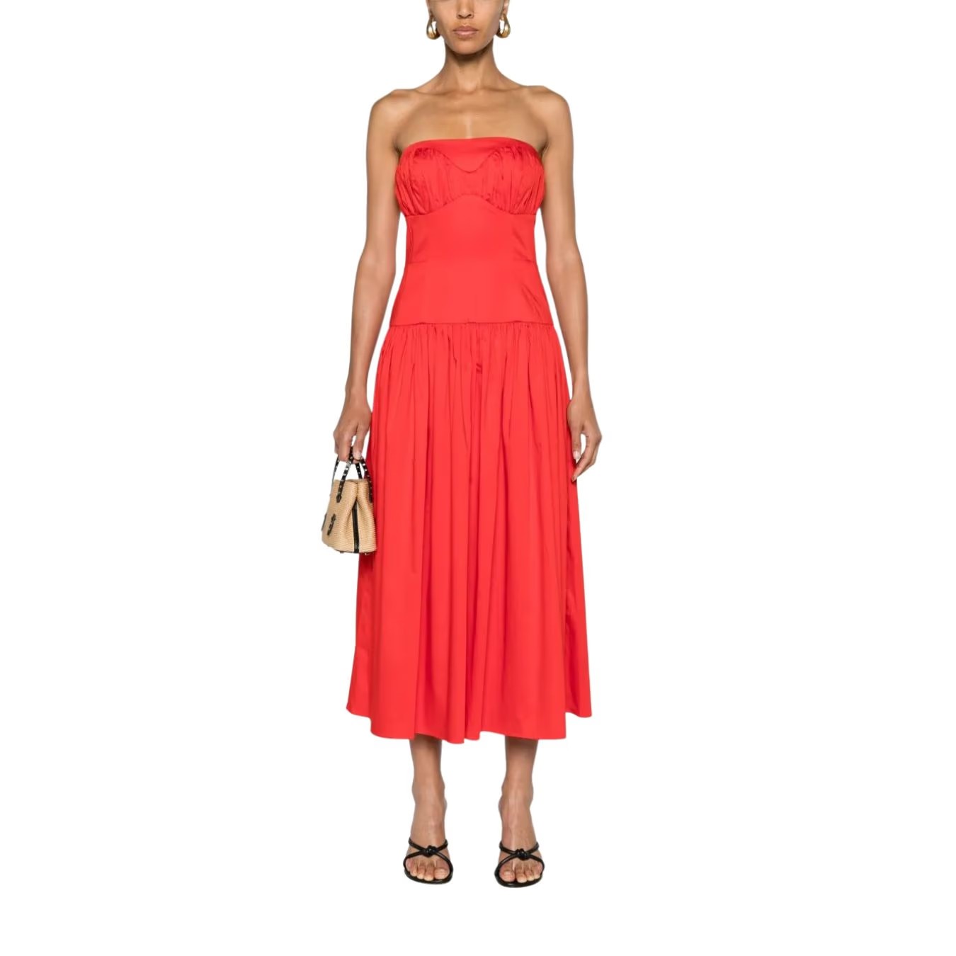 TOVE Womens Lauryn Strapless Red Midi Dress Sweetheart Neckline Size 40 RRP 635 — View 6