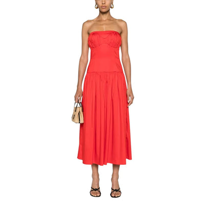 TOVE Womens Lauryn Strapless Red Midi Dress Sweetheart Neckline Size 40 RRP 635 — View 6