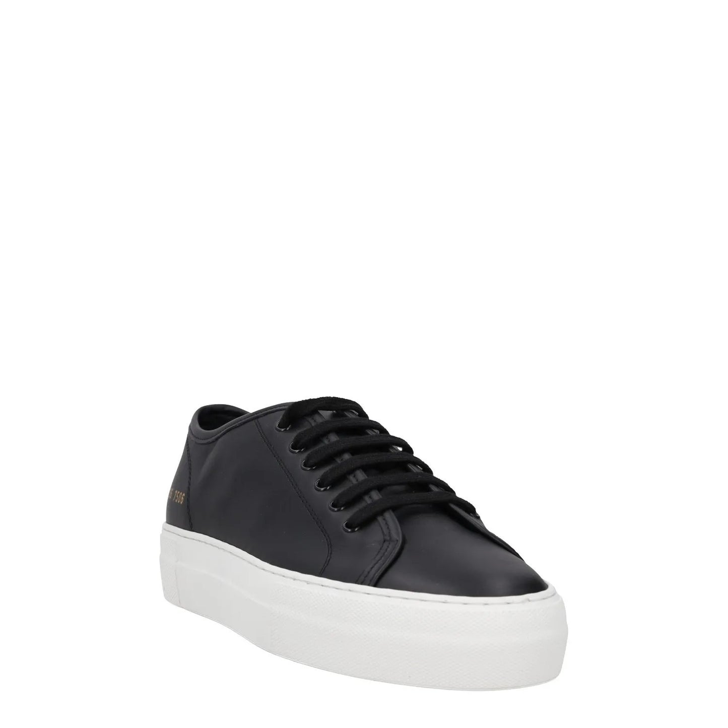 COMMON PROJECTS Womens Trainers Black Leather White Sole Low Top UK 3 RRP 435 — View 2