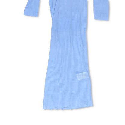 FENDI Womens Maxi Dress Collar Neck Long Sleeve Mesh Ribbd Silk Blue 40 RRP 2380 — View 5