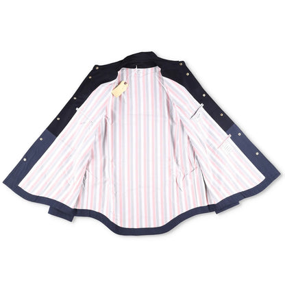 THOM BROWNE Mens Oversized Combo Snap Front Shirt Jacket Black Blue 2 RRP 1840 — View 7