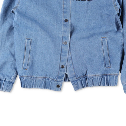 FIELLES PAPA Womens Blue Cotton Bomber Jacket Collarless Pockets Size 38 RRP 400 — View 3