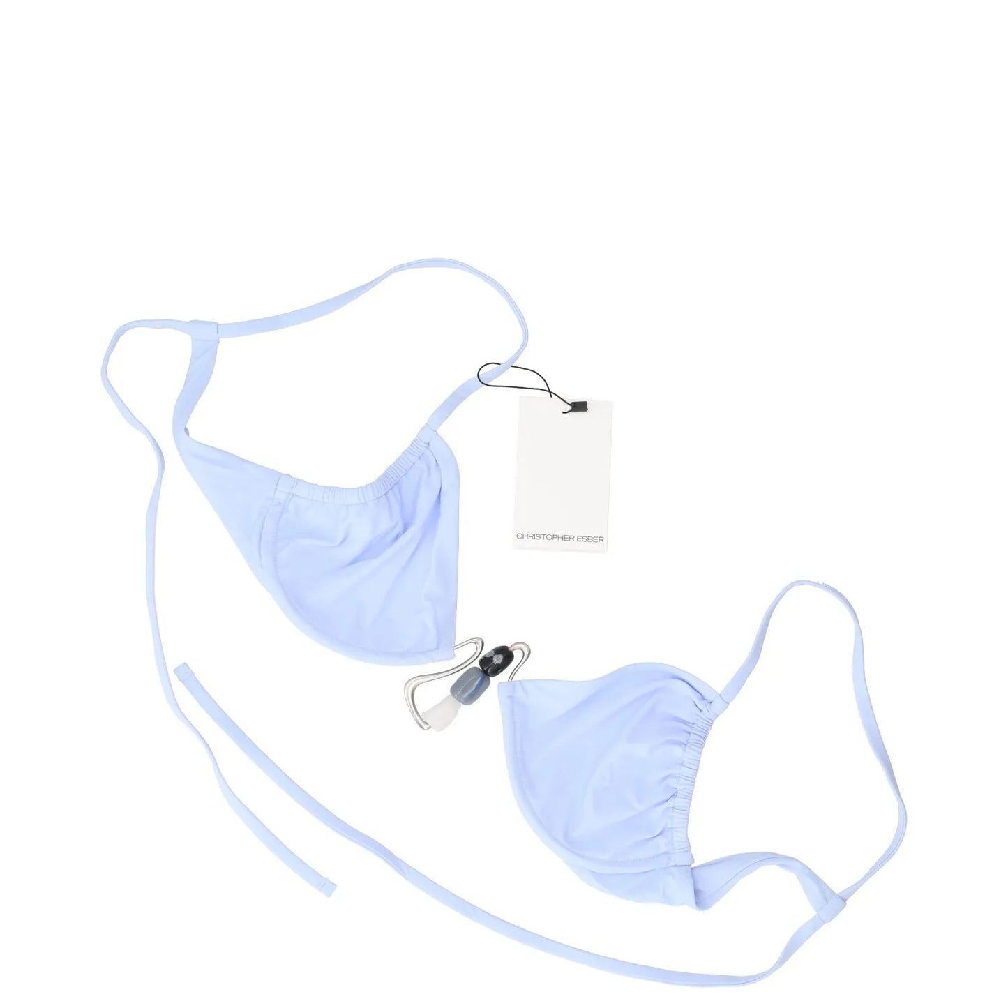 CHRISTOPHER ESBER Womens Nebular Bikini Top Beaded Blue Spaghetti UK12 RRP 150 — View 5
