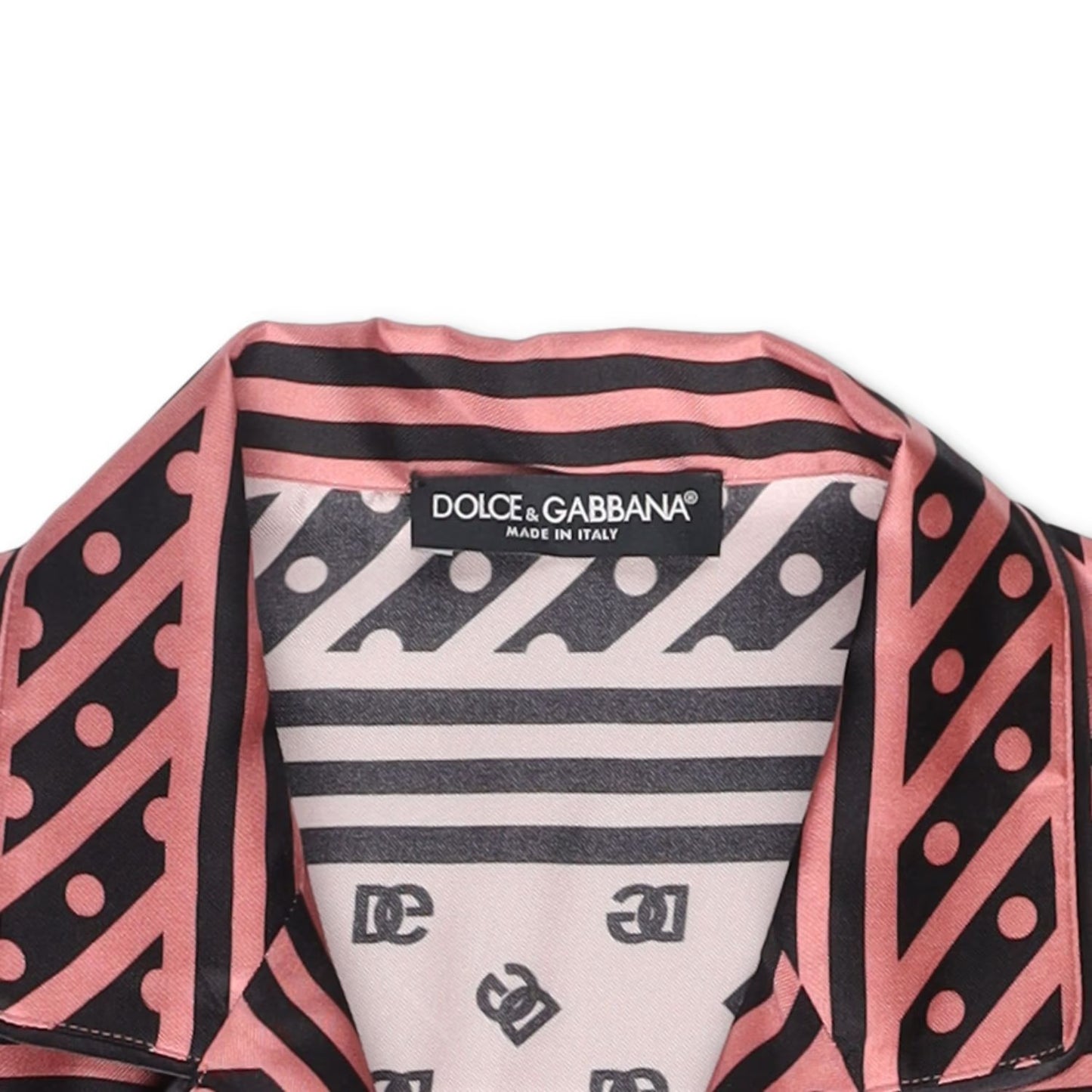 DOLCE & GABBANA Womens Dolce Allover Logo Blouse Belted Silk Pink 40 RRP 2100 — View 13