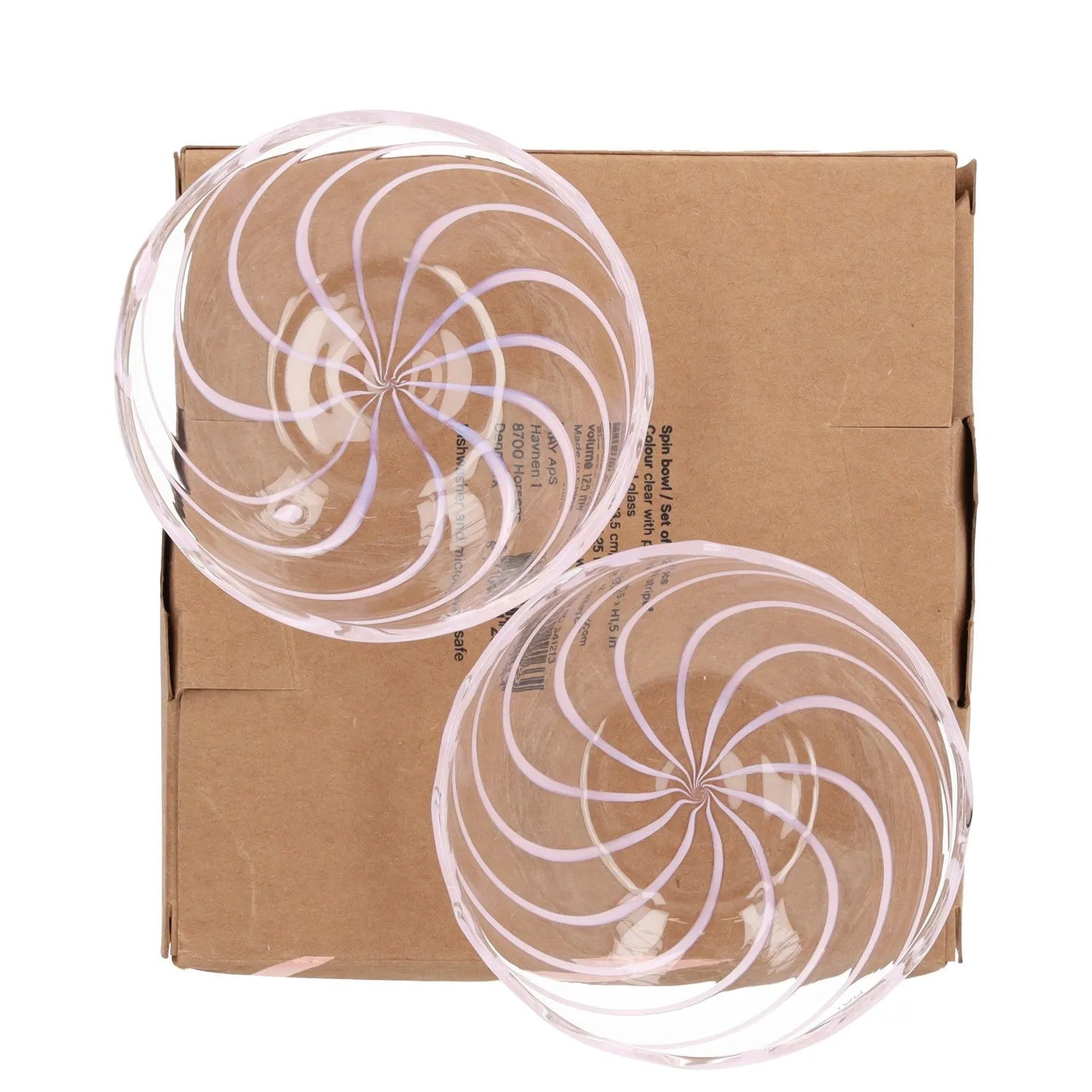 HAY Pink Glass Bowl Set Swirl Pattern Smooth Finish Modern Dining RRP 60 — View 6