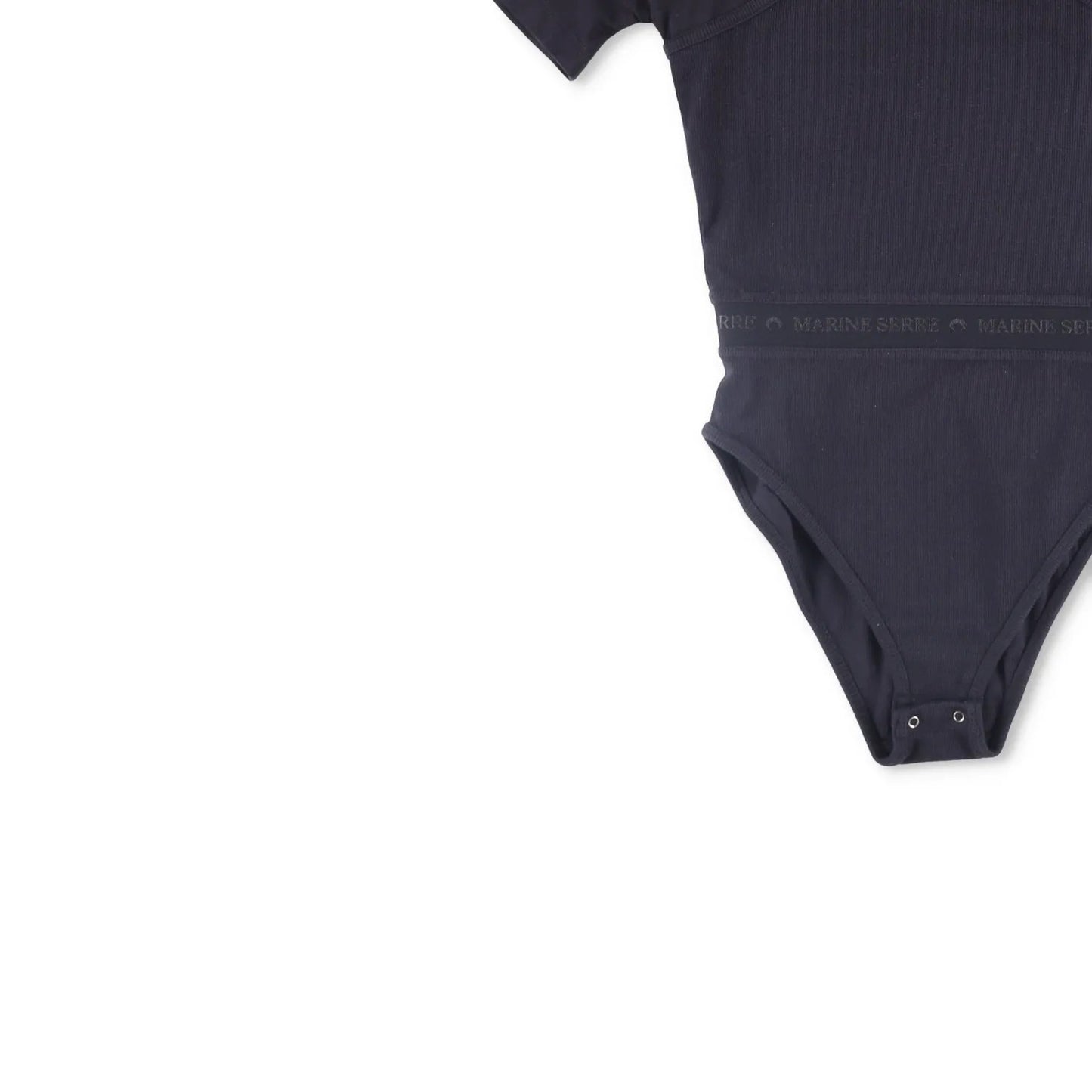 MARINE SERRE Womens Organic Cotton Rib 2X2 One-Piece Bodysuit Black XS RRP 260 — View 3