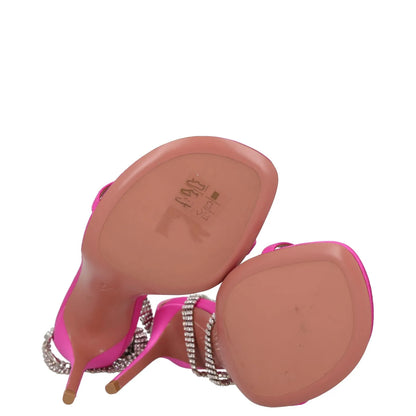 AMINA MUADDI Womens Heels Stiletto Pink Leather Rhinestone Strap UK 4 RRP 550 — View 8
