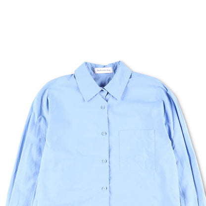 FRANKIE SHOP Women Lui Organic Cotton Button Up Long Sleeve Shirt Blue XS RRP130 — View 2