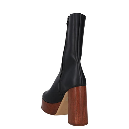GIABORGHINI Women Platform Boot Black Leather Slip On High Brown Heel UK7 RRP500 — View 5