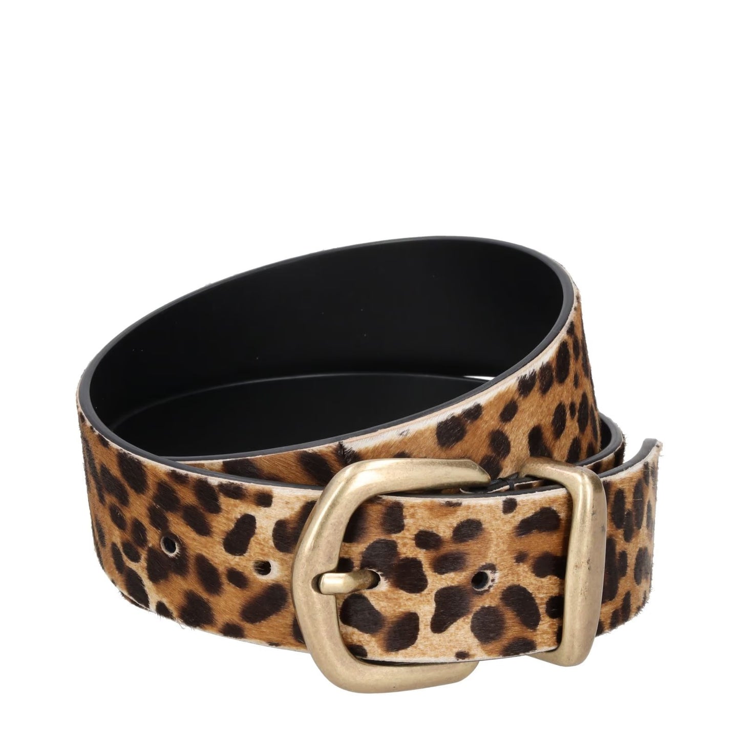DOLCE & GABBANA Womens Waist Belt Leopard Print Gold Buckle Size 80 RRP 350