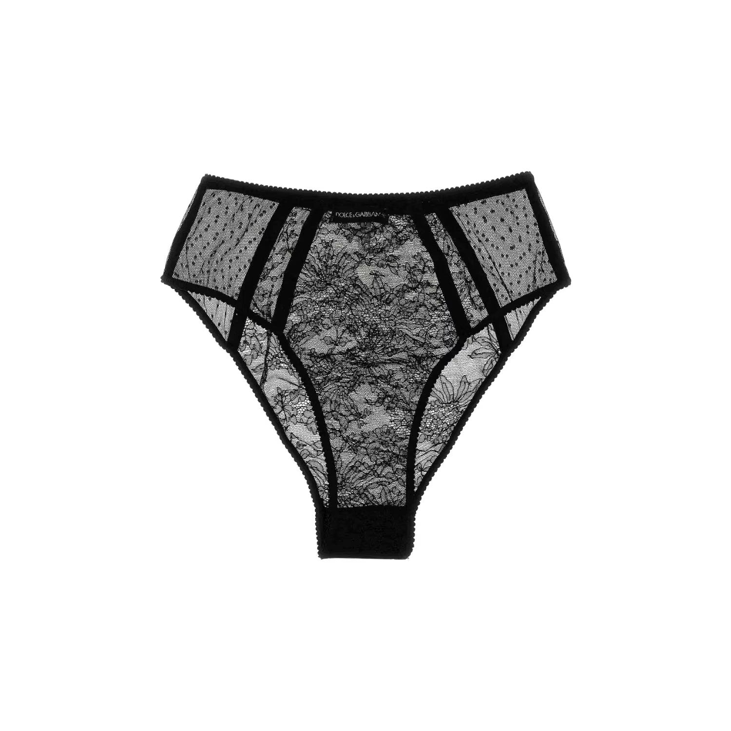 DOLCE & GABBANA Womens Briefs Tulle Plumetis Lace Black Knickers XL RRP 245