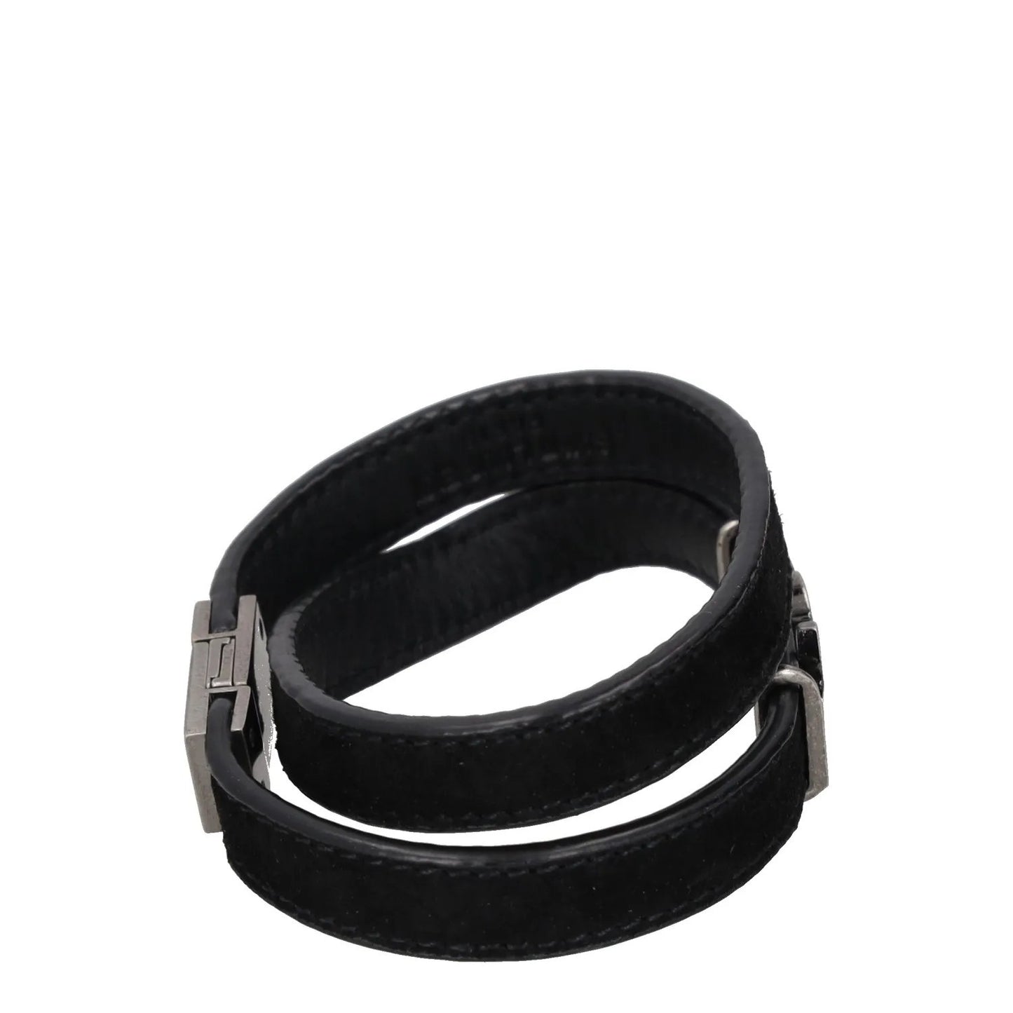 SAINT LAURENT Womens Bracelet Belt Black Leather Silver YSL RRP 275 — View 7