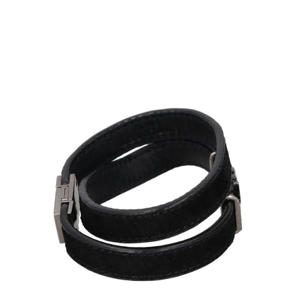 SAINT LAURENT Womens Bracelet Belt Black Leather Silver YSL RRP 275 — View 7
