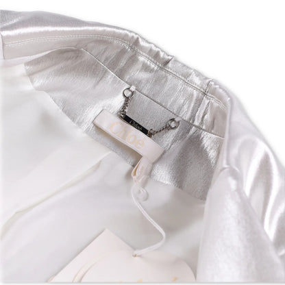 CHLOE Womens Jacket Silver Cloud Blaze Metallic Mid Length Size 40 RRP 2490 — View 7