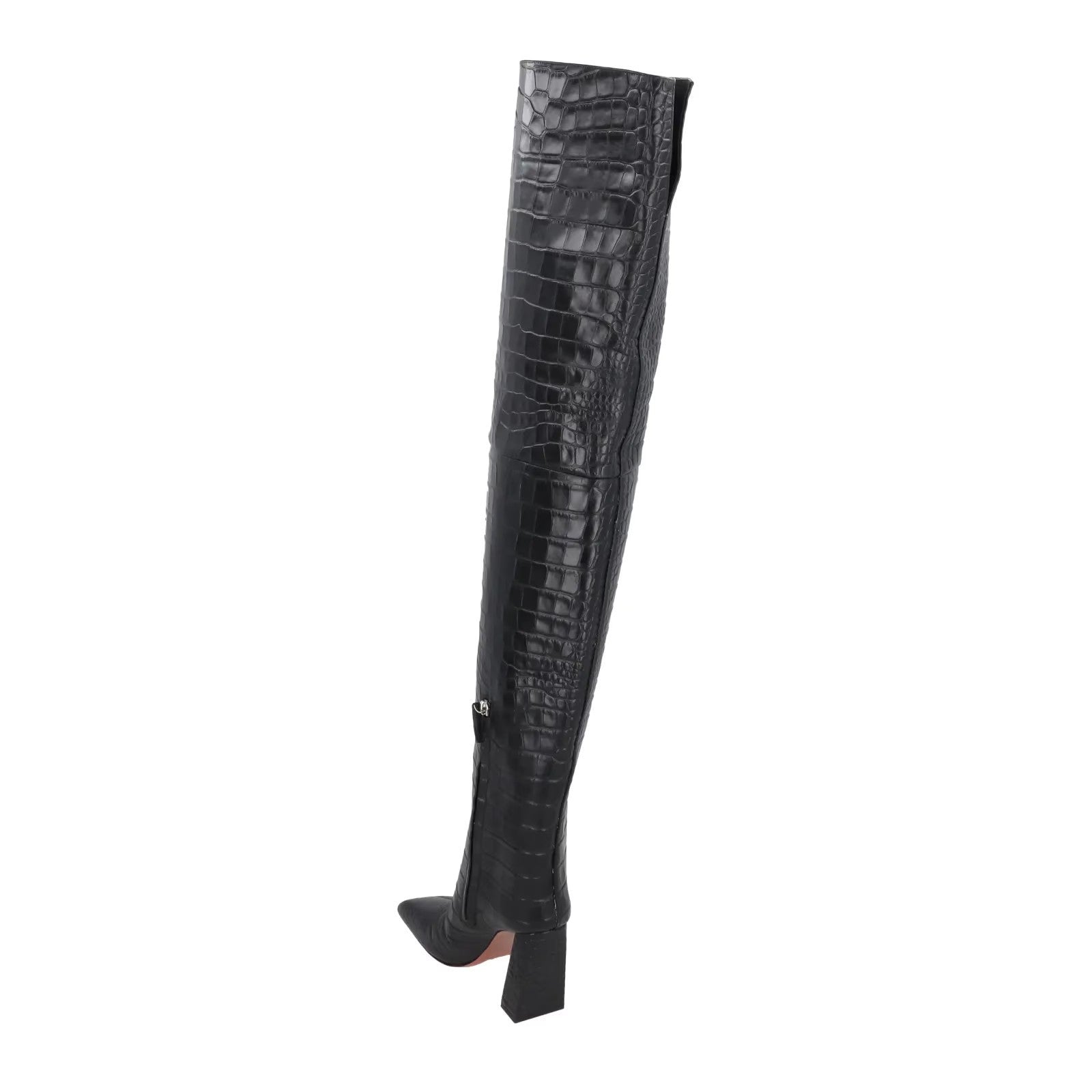AMINA Women Marine 95 High Heel Square Thigh High Croc Boots Black UK5.5 RRP1650 — View 5