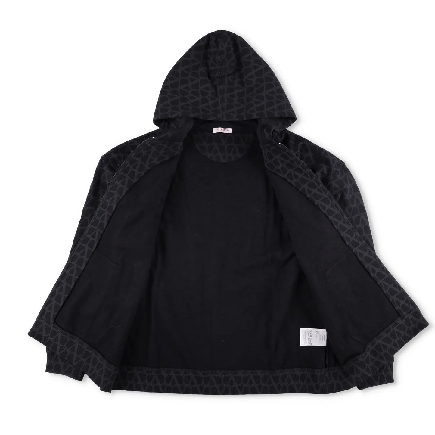 VALENTINO Mens Jersey Felpa Sweatshirt Full Zip Hooded Black Size L RRP 1550 — View 5