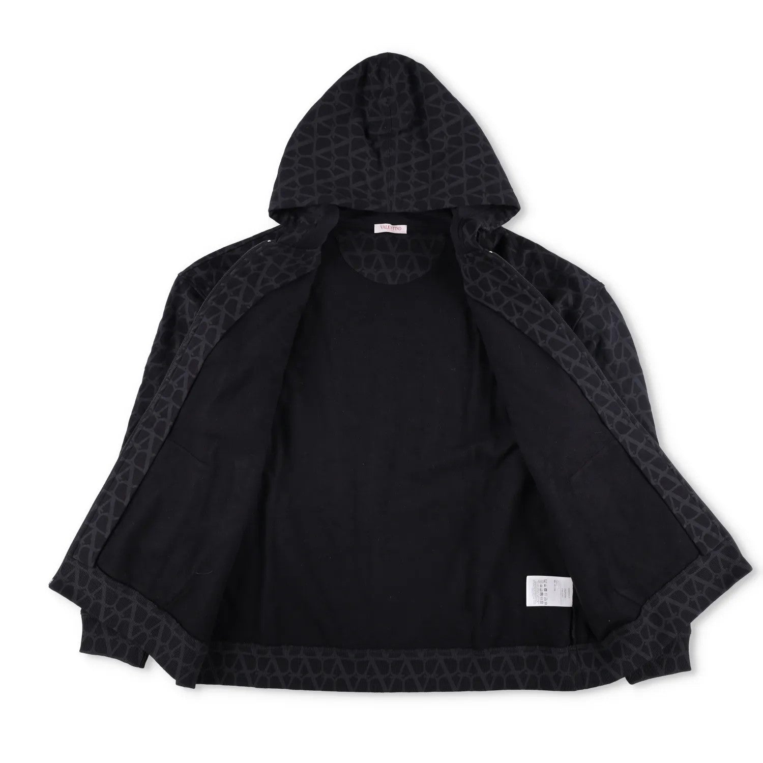 VALENTINO Mens Jersey Felpa Sweatshirt Full Zip Hooded Black Size L RRP 1550 — View 5
