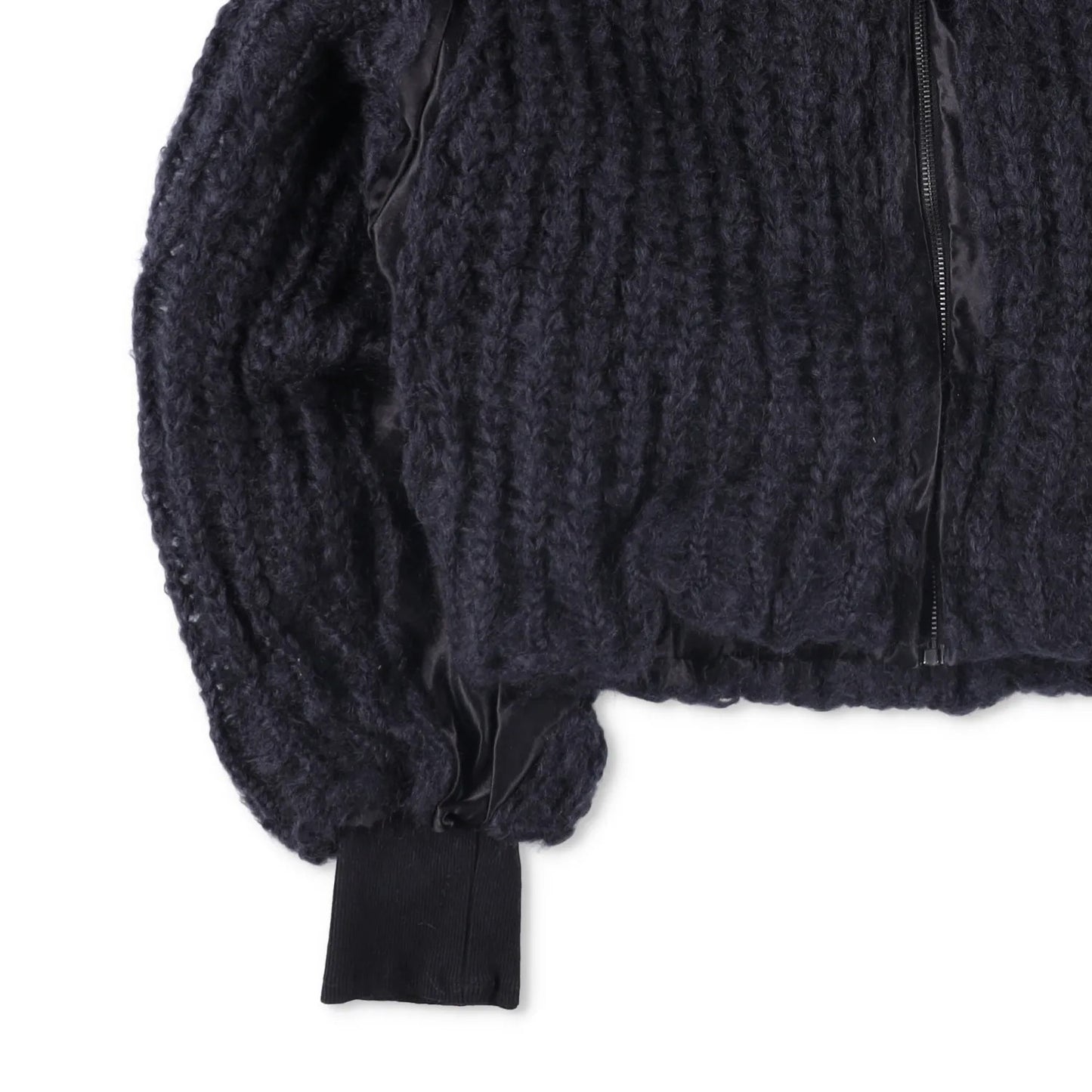 MLGA Mens Hand Knitted Bomber Jacket 07 Silk And Steel Black Size S RRP 1630 — View 3