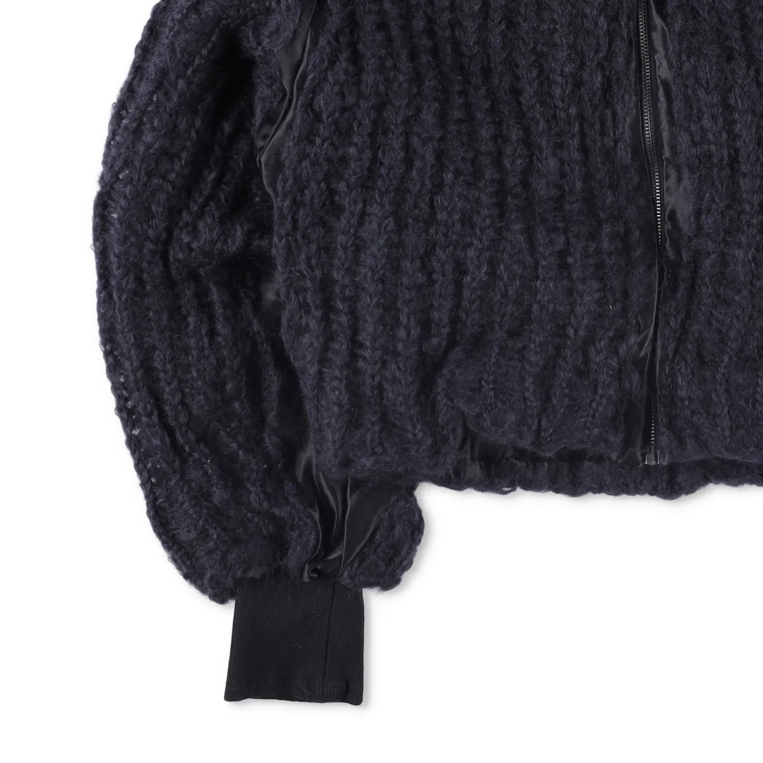 MLGA Mens Hand Knitted Bomber Jacket 07 Silk And Steel Black Size S RRP 1630 — View 3