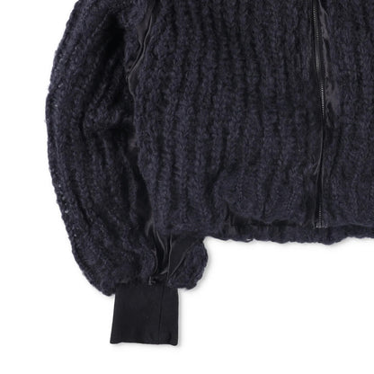 MLGA Mens Hand Knitted Bomber Jacket 07 Silk And Steel Black Size S RRP 1630 — View 3