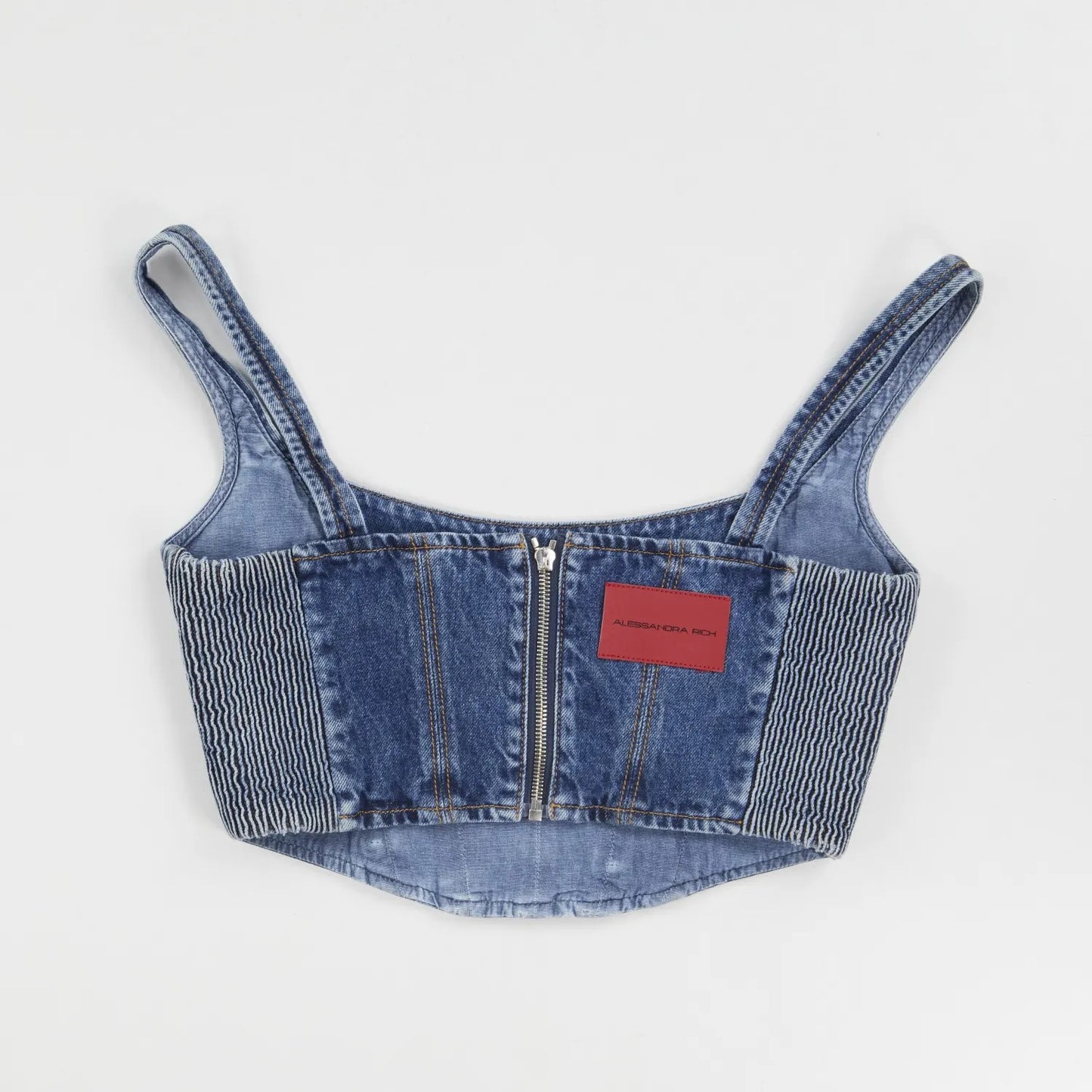 ALESSANDRA RICH Womens Vest Square Neck Sleeveless Hotfix Denim Blue 40 RRP715 — View 5