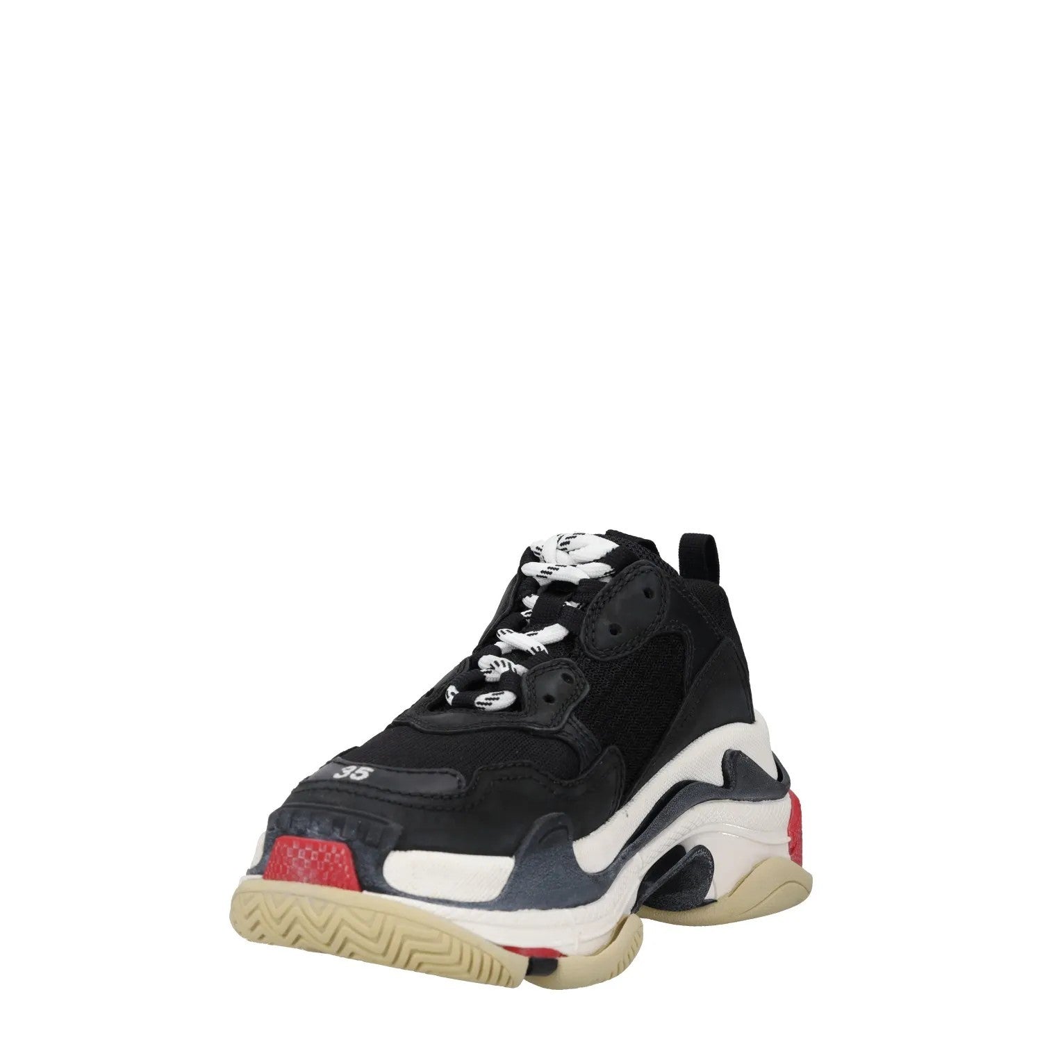 BALENCIAGA Womens Trainers Black White Red Leather Chunky Sole UK 2 RRP 865 — View 3