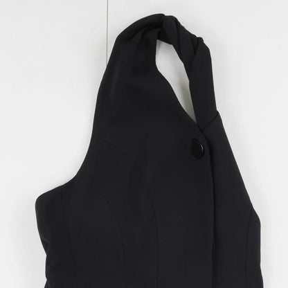 TOVE Womens Black Virgin Wool Halter Neck Crop Blouse Button Detail UK 38 RRP695 — View 4