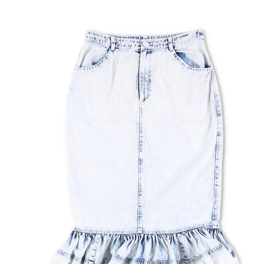 HUISHAN ZHANG Womens Noelani Midi Skirt Denim Peplum Hem Washed Blue 8 RRP 895 — View 2