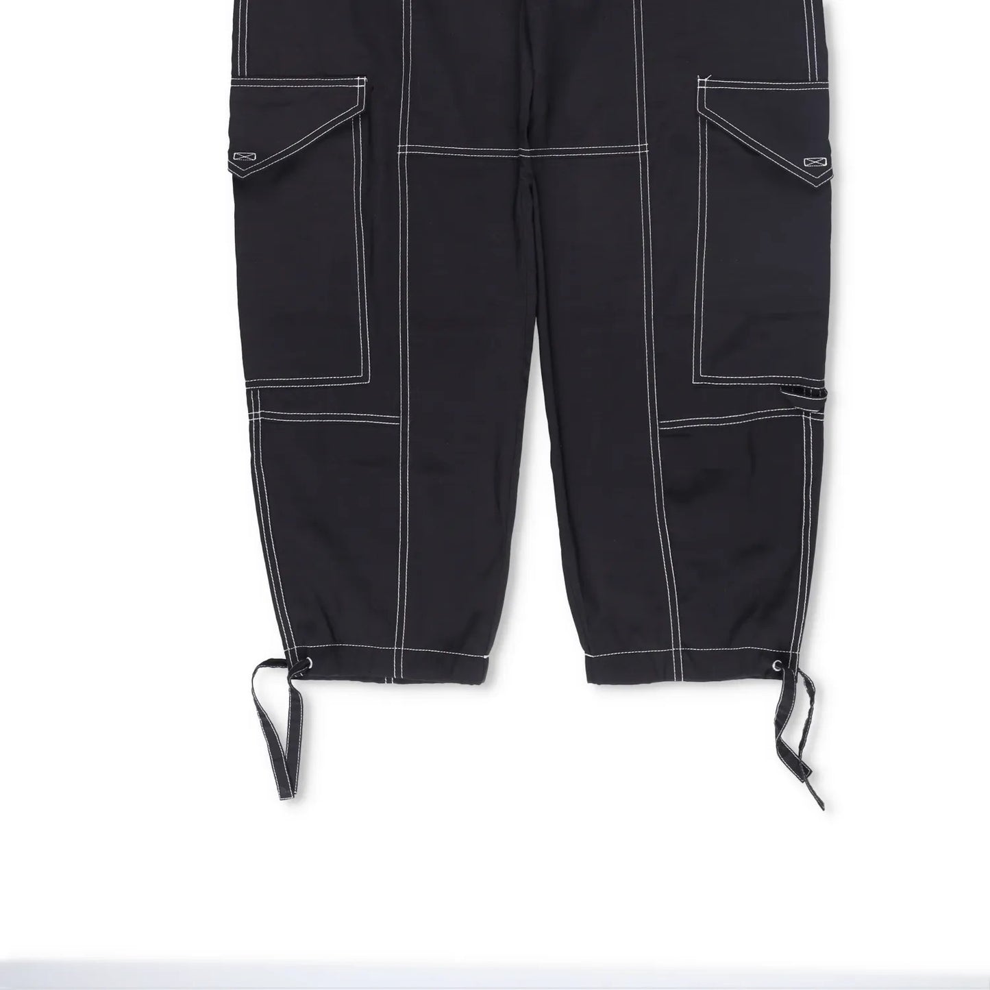 GANNI Womens Trousers Light Slub High Waist Pocket Tie Bottom Black 36 RRP 255 — View 4