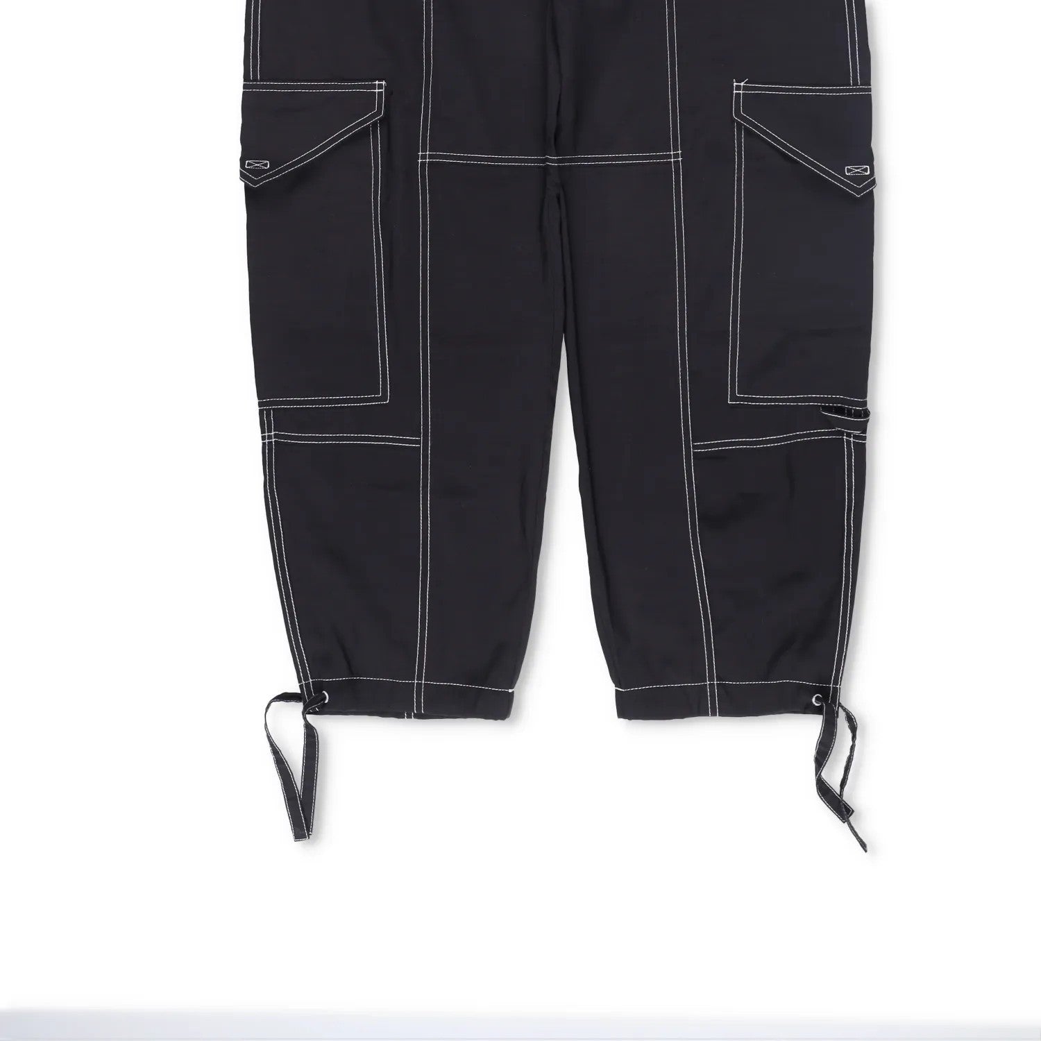 GANNI Womens Trousers Light Slub High Waist Pocket Tie Bottom Black 36 RRP 255 — View 4