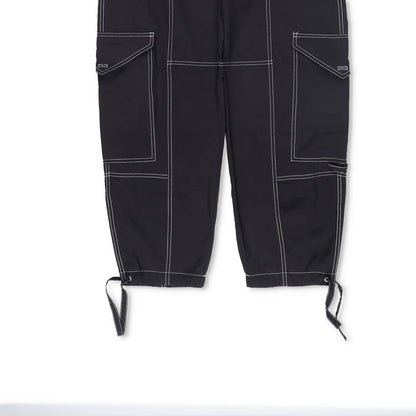 GANNI Womens Trousers Light Slub High Waist Pocket Tie Bottom Black 36 RRP 255 — View 4