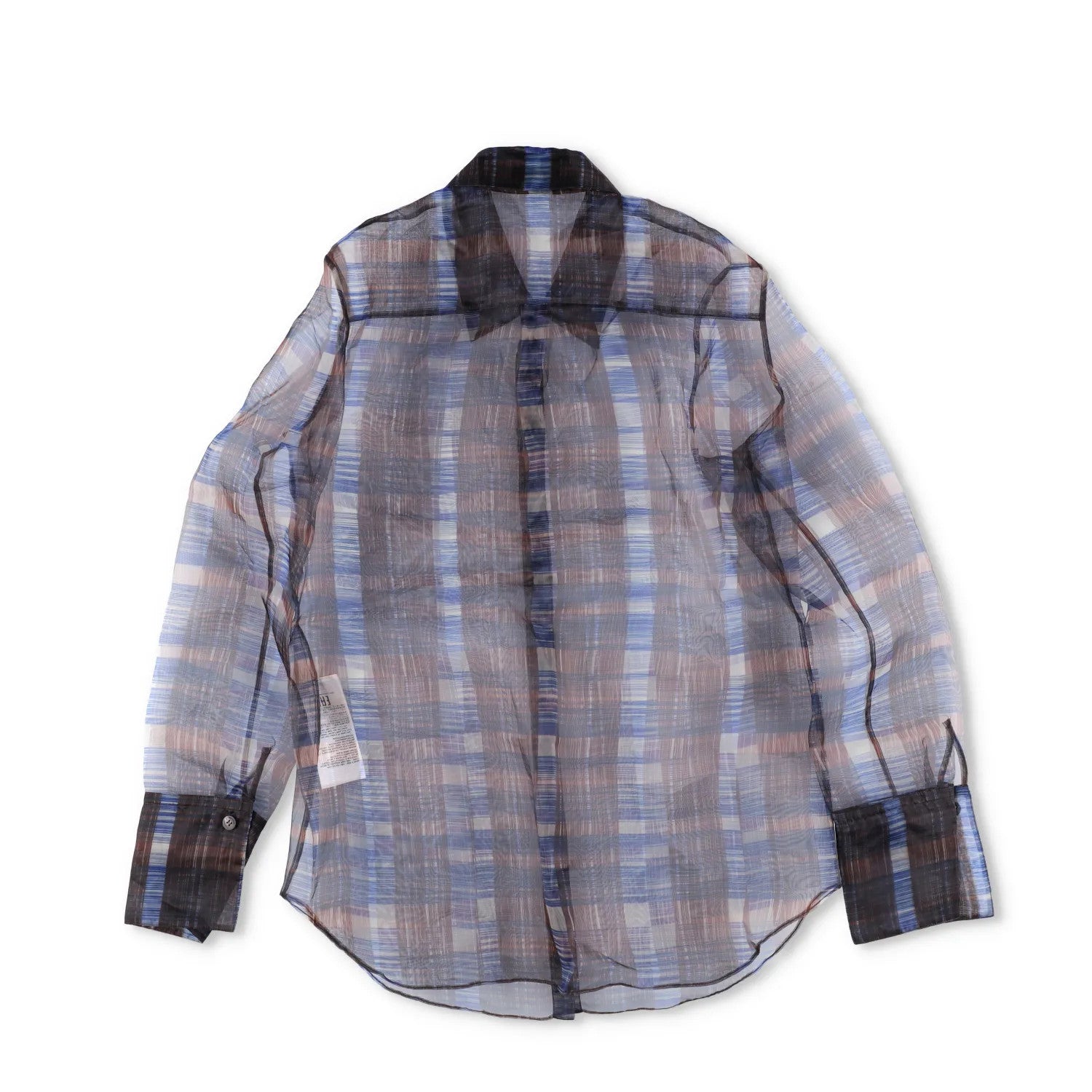 SALVATORE FERRAGAMO Women Sheer Shirt Long Sleeve Check Button Brown 40 RRP1150 — View 5