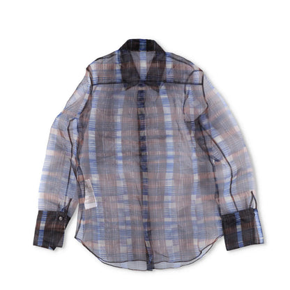 SALVATORE FERRAGAMO Women Sheer Shirt Long Sleeve Check Button Brown 40 RRP1150 — View 5