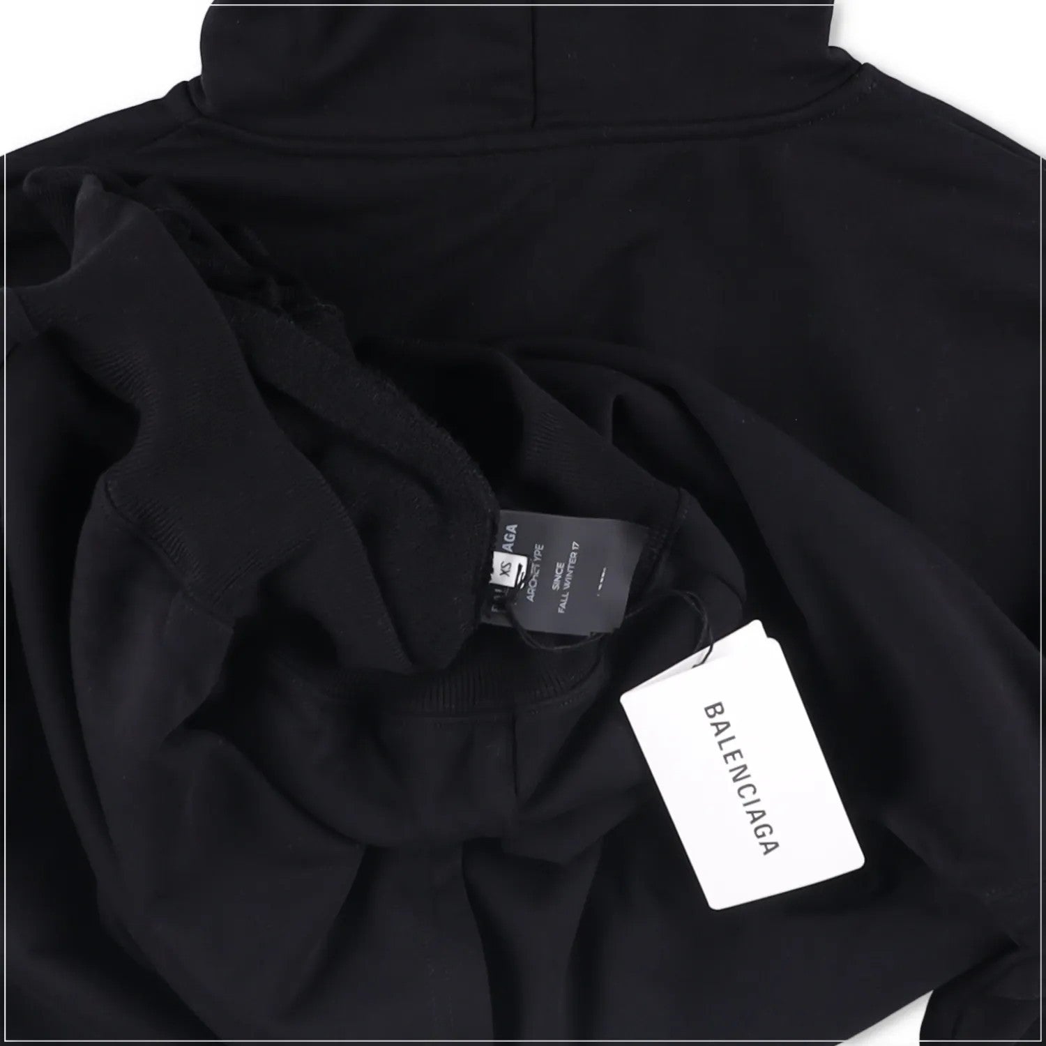 BALENCIAGA Unisex Adults Hoodie Cotton Black Kangaroo Pocket Logo XS RRP 690 — View 7