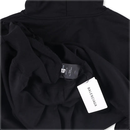 BALENCIAGA Unisex Adults Hoodie Cotton Black Kangaroo Pocket Logo XS RRP 690 — View 7