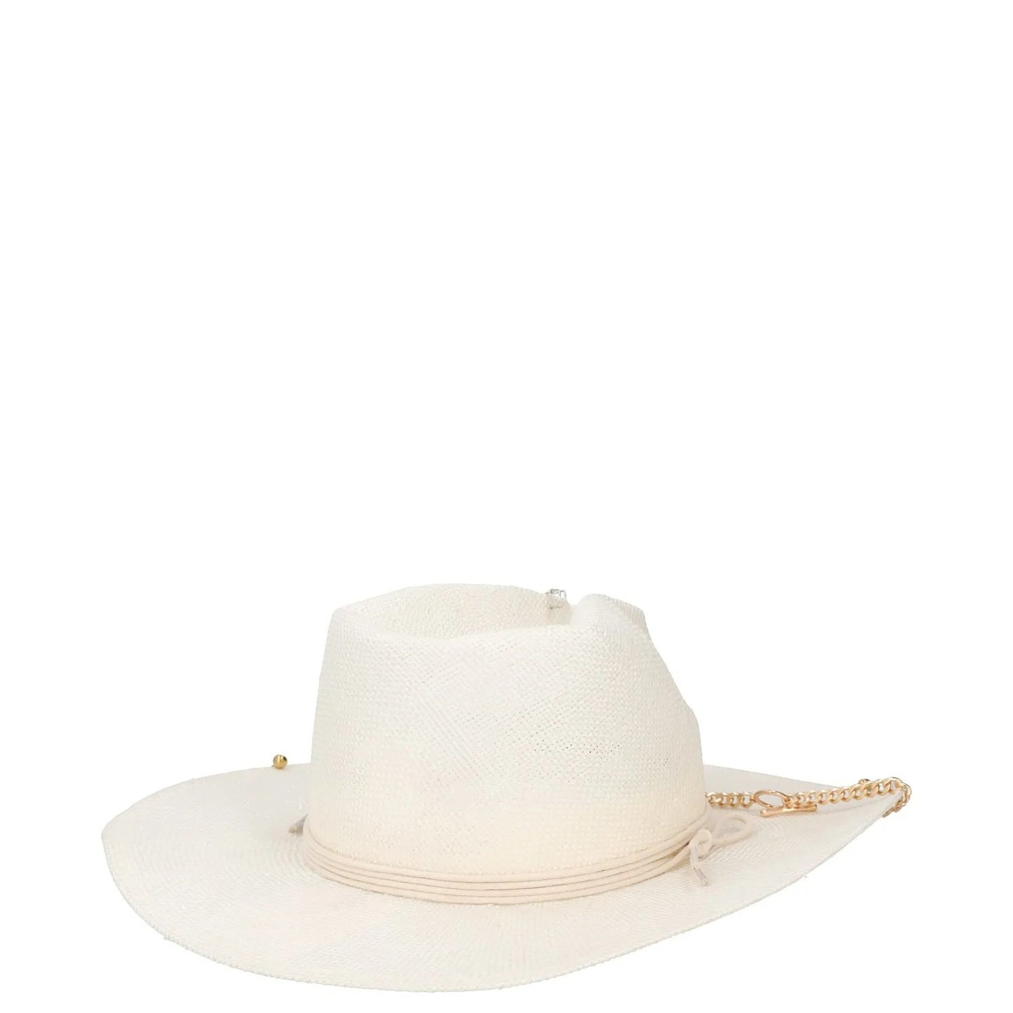 RUSLAN BAGINSKIY Womens Pierced Chain Strap Fedora Hat White Size L RRP 400 — View 5