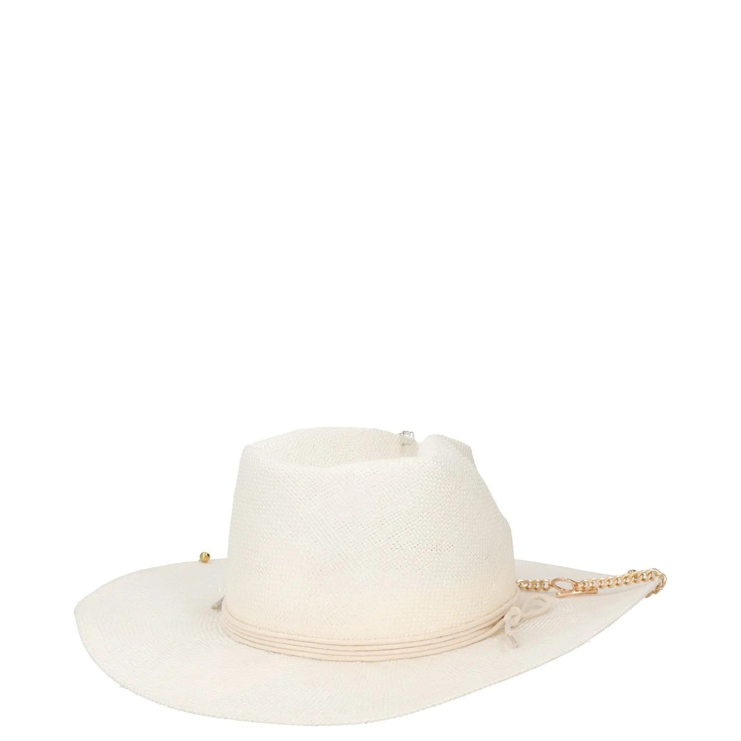 RUSLAN BAGINSKIY Womens Pierced Chain Strap Fedora Hat White Size L RRP 400 — View 5