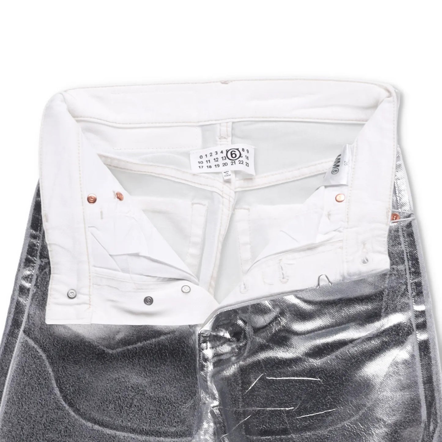 MM6 Mens Jeans Straight Leg High Waist Aluminium Denim Silver Size 26 RRP 406 — View 7