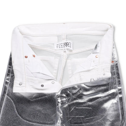 MM6 Mens Jeans Straight Leg High Waist Aluminium Denim Silver Size 26 RRP 406 — View 7