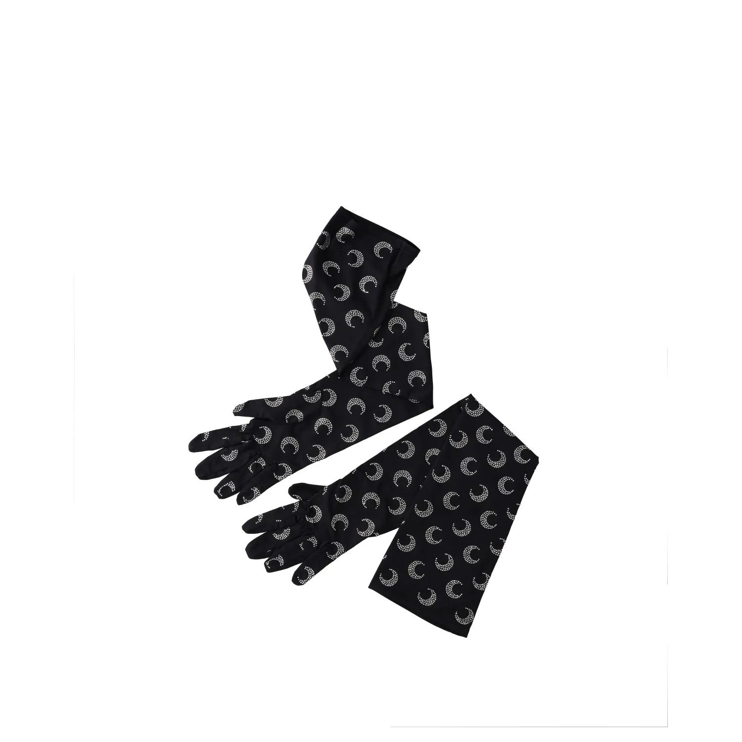 MARINE SERRE Womens Moon Rhinestoned Jersey Wrist Length Gloves Black M-L RRP337 — View 4