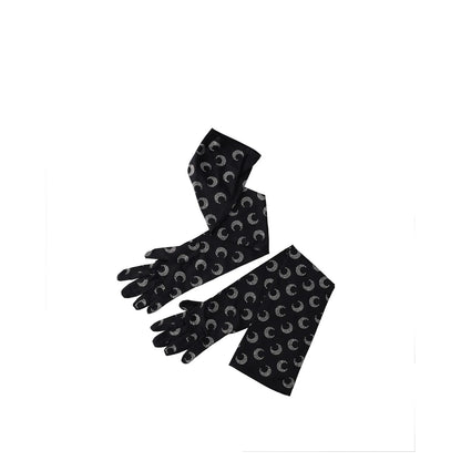 MARINE SERRE Womens Moon Rhinestoned Jersey Wrist Length Gloves Black M-L RRP337 — View 4