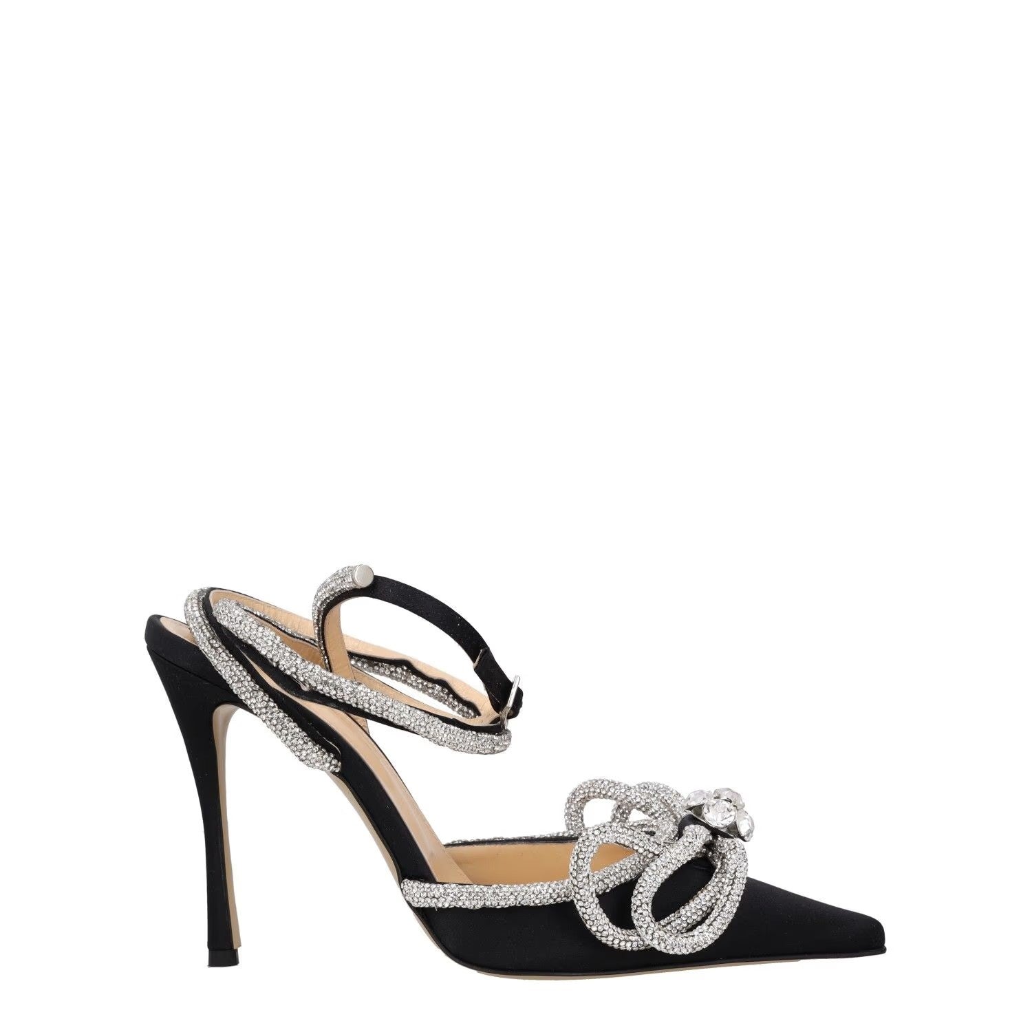 MACH & MACH Womens Rhinestone Stiletto Heels Black Silver Synthetic UK3.5 RRP825