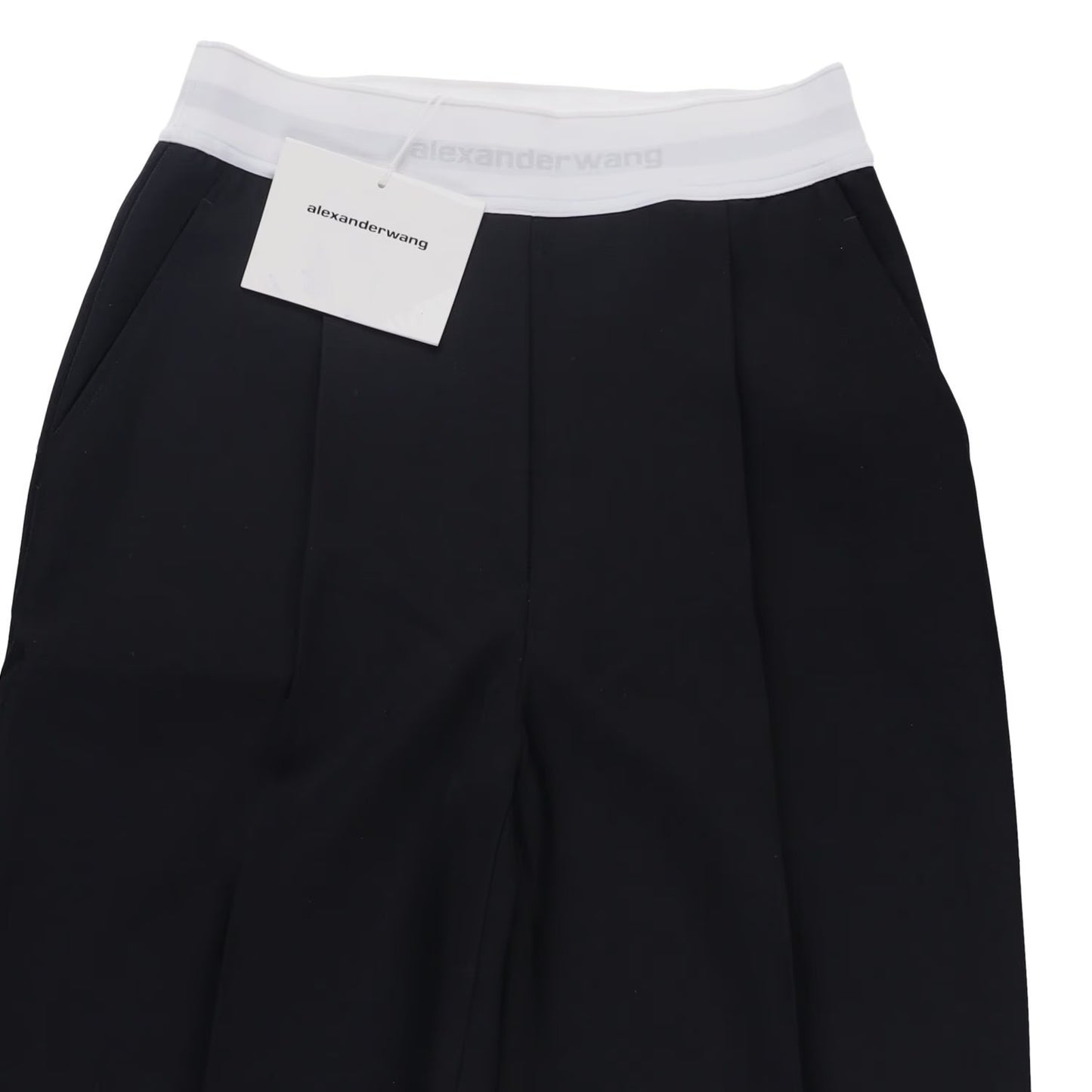 ALEXANDER WANG Womens High Waisted Pleated Trouser Logo Elastic Black 2 RRP 595 — View 9