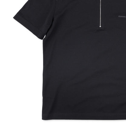 SALVATORE FERRAGAMO Men Polo Shirt Piquet Jersey Short Sleeve Zip Black S RRP443 — View 3