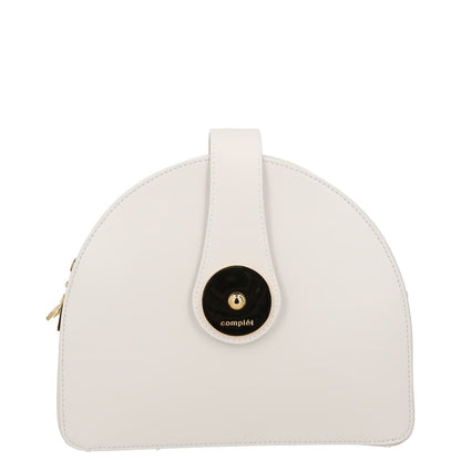 COMPLET Womens Midge Crossbody Bag Leather White Snap Closure Zip Size M RRP 500