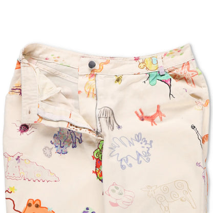 COLLINA STRADA Trousers White Artistic Print Flat Front Cotton Size M RRP 450 — View 7