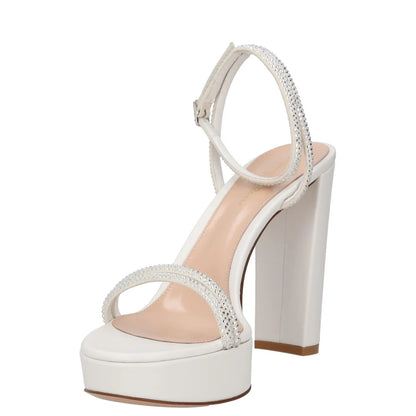 GIANVITO ROSSI Womens Heels White Leather Block Heel Open Toe Buckle UK 7 RRP450 — View 3