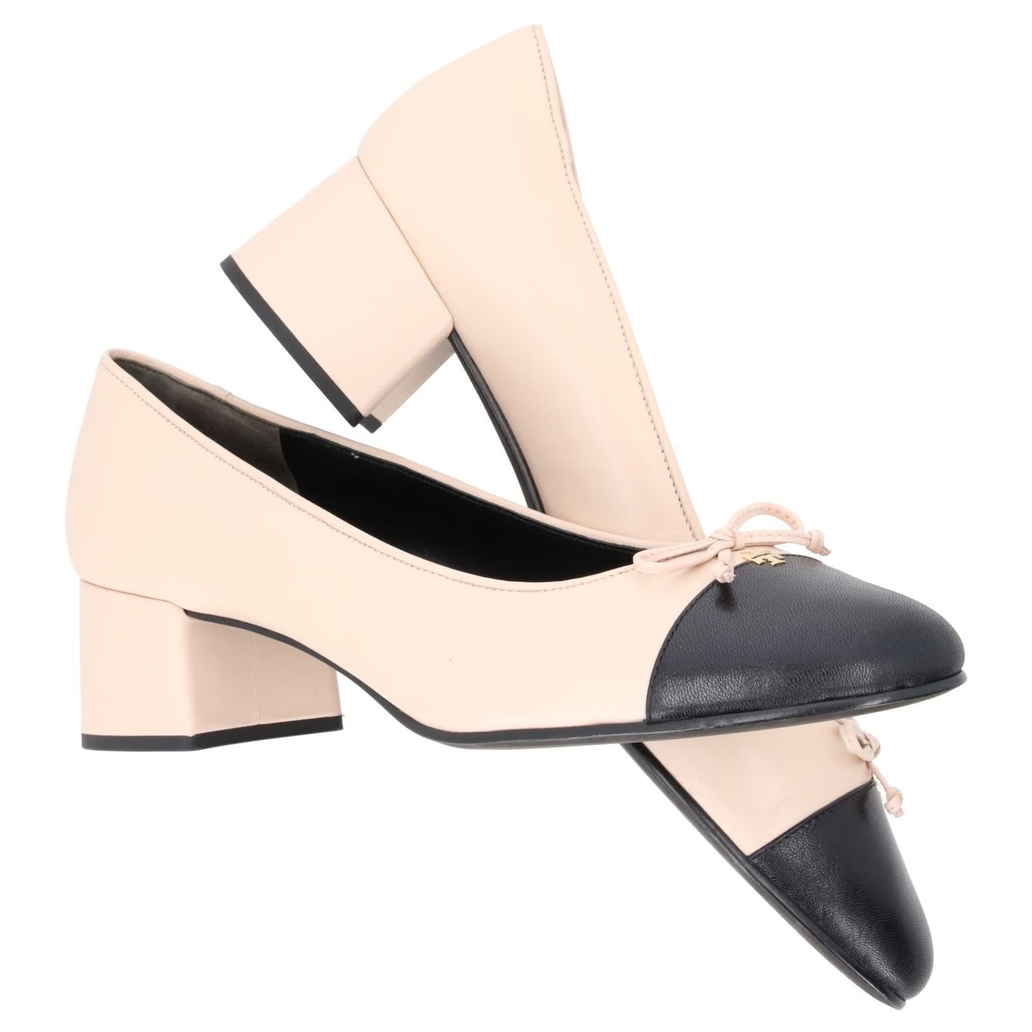 TORY BURCH Womens Bow Mid Block Heel Pink Leather On Shoes US 10 RRP 310 — View 8