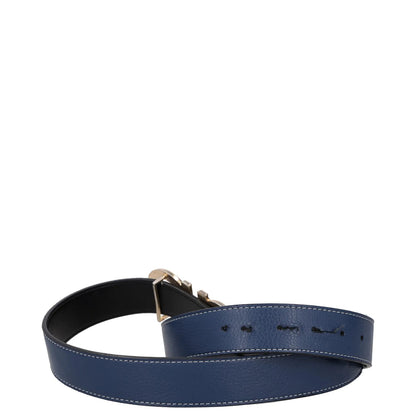 SALVATORE FERRAGAMO Womens Belt Blue Leather Gold Buckle Size 46 RRP 350 — View 9
